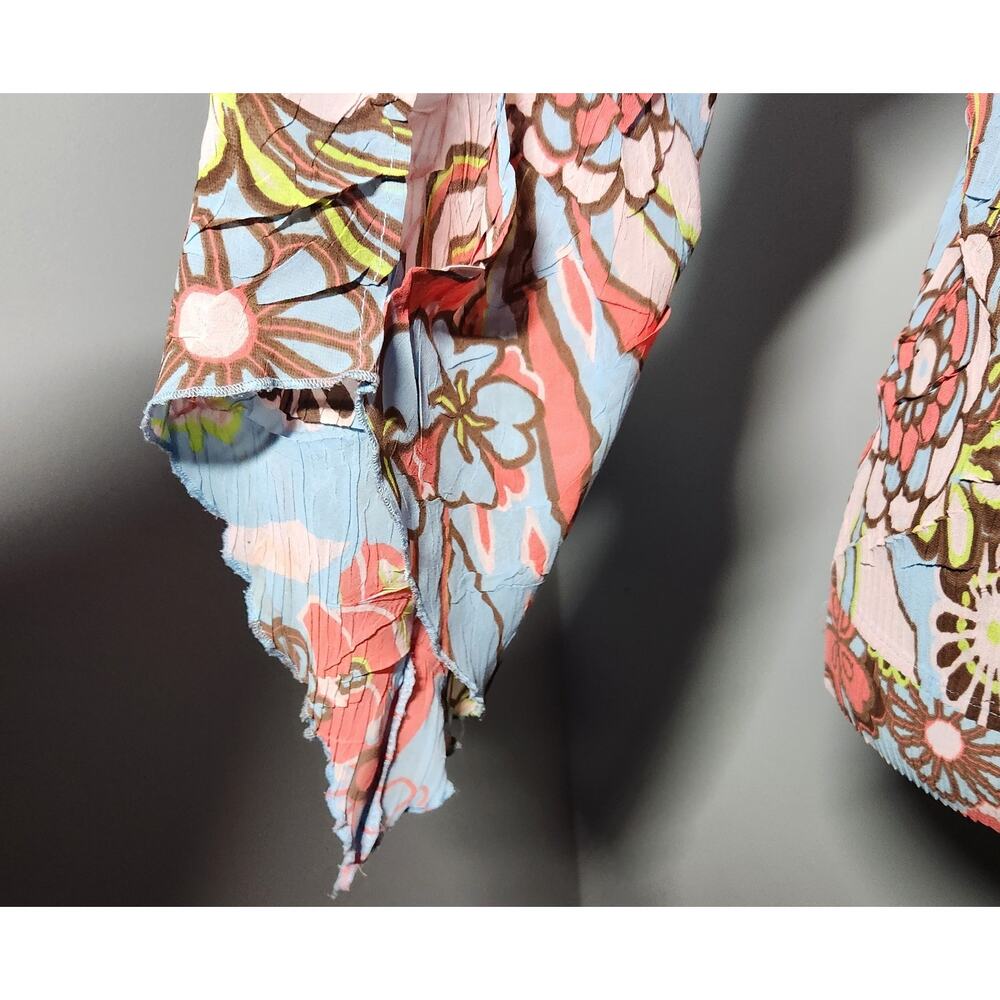 Vtg Cache Y2K Floral Bell Sleeve Side Tie Blouse Boho Psychedelic Top M - Picture 4 of 11